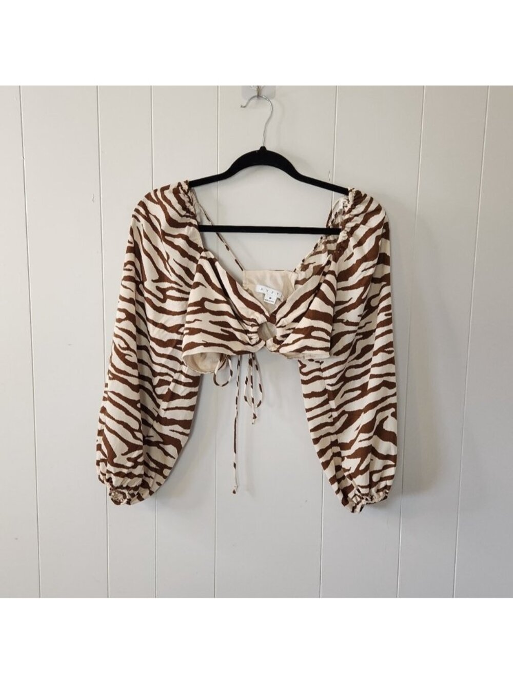 HYFVE Zebra Animal Print Crop Top Cropped Long Sleeve Blouse Party Sexy Boho - Picture 2 of 7